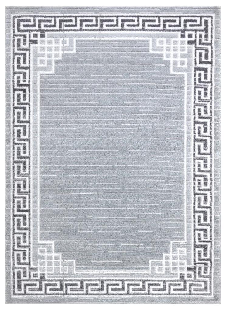 Tapete MEFE moderno  9096 Quadro, chave grega - Structural dois níveis de lã cinza cinzento