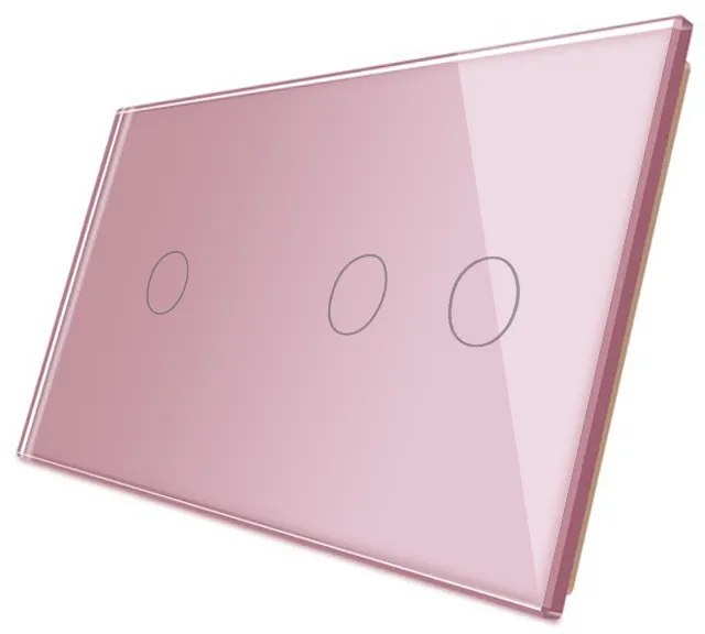 Frente interruptor tátil 2 módulos 3 botões, Painel rosa vidro temperado
