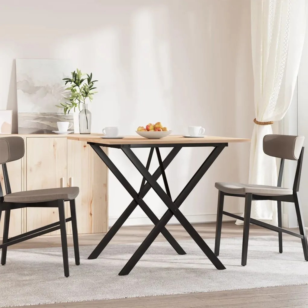 Mesa de jantar estrutura em X 90x90x75 cm pinho e aço