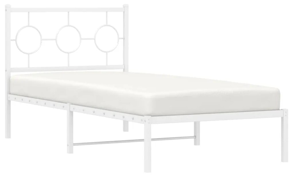 Estrutura de cama com cabeceira 90x190 cm metal branco