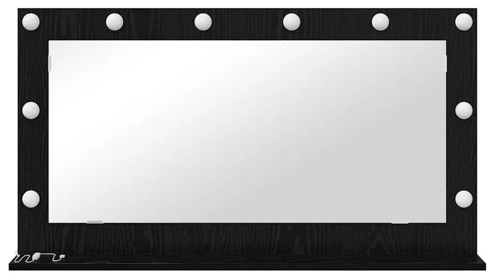 Espelho de Vanidade com Luzes LED Carvalho Preto 100x55x18 cm