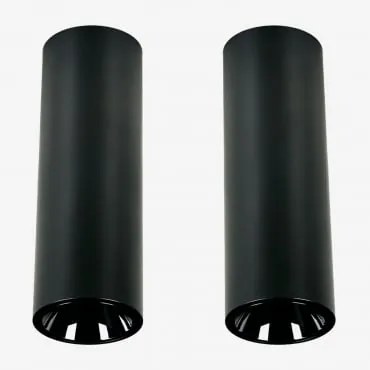 Pack De 2 Apliques De Teto Led De Superfície Redondos Ø7,2 Cm Para Exterior Em Alumínio Luisiana Preto & 8 W & 38º & Branco Frio 4000k - Sklum