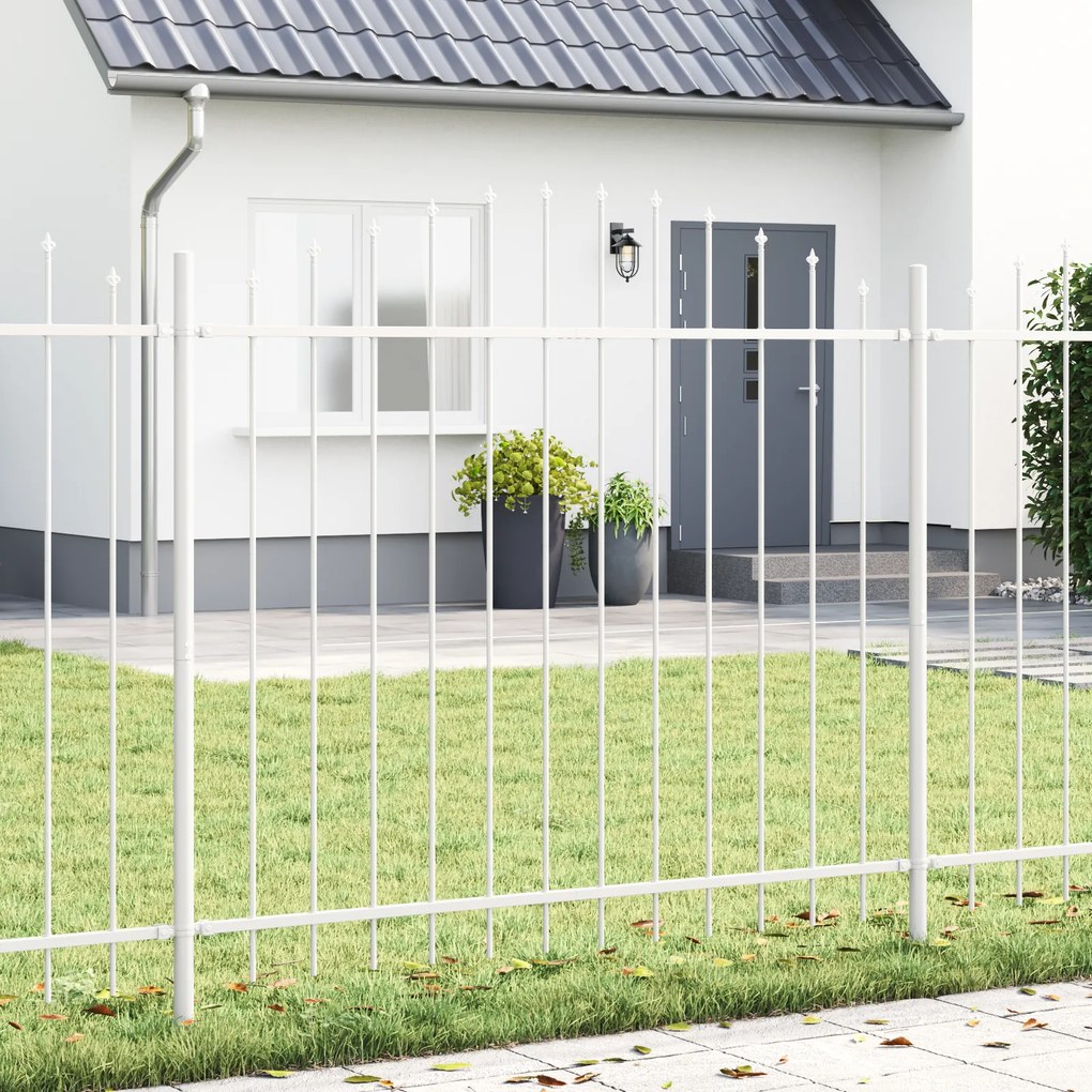 Cerca de Jardim vidaXL com Topo em Arco Branco 5,1x1,25 m de Aço