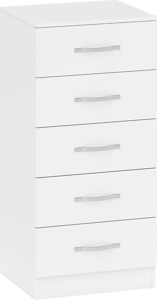 HOMCOM Cômoda com 5 Gavetas, Armário de gavetas para Roupas e Utensílios, Aglomerado de partículas, Branco | Aosom Portugal