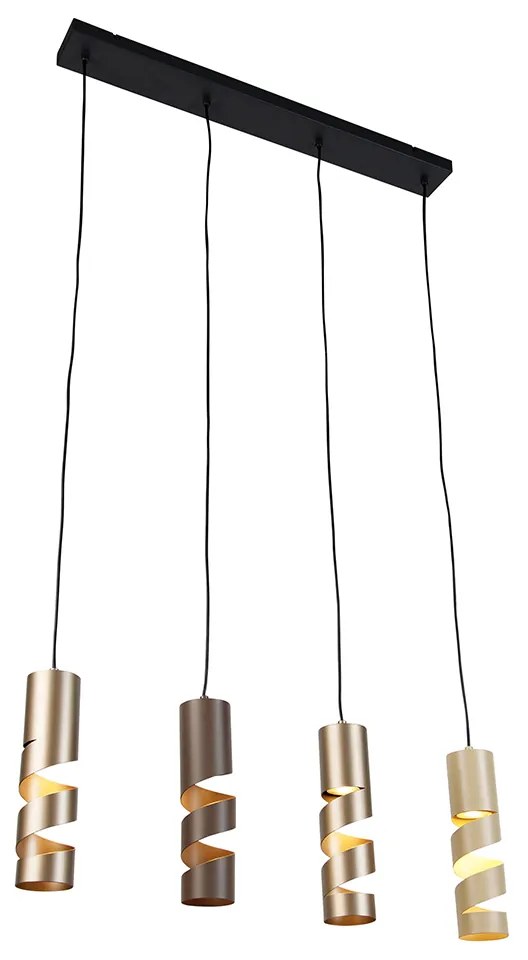 Moderne hanglamp zwart met taupe en beige 4-lichts - Stream Moderno
