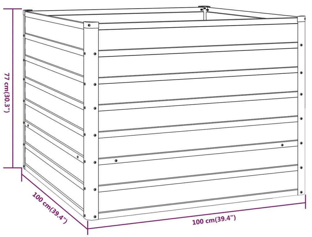 Canteiro de jardim 100x100x77 cm aço corten cor enferrujado