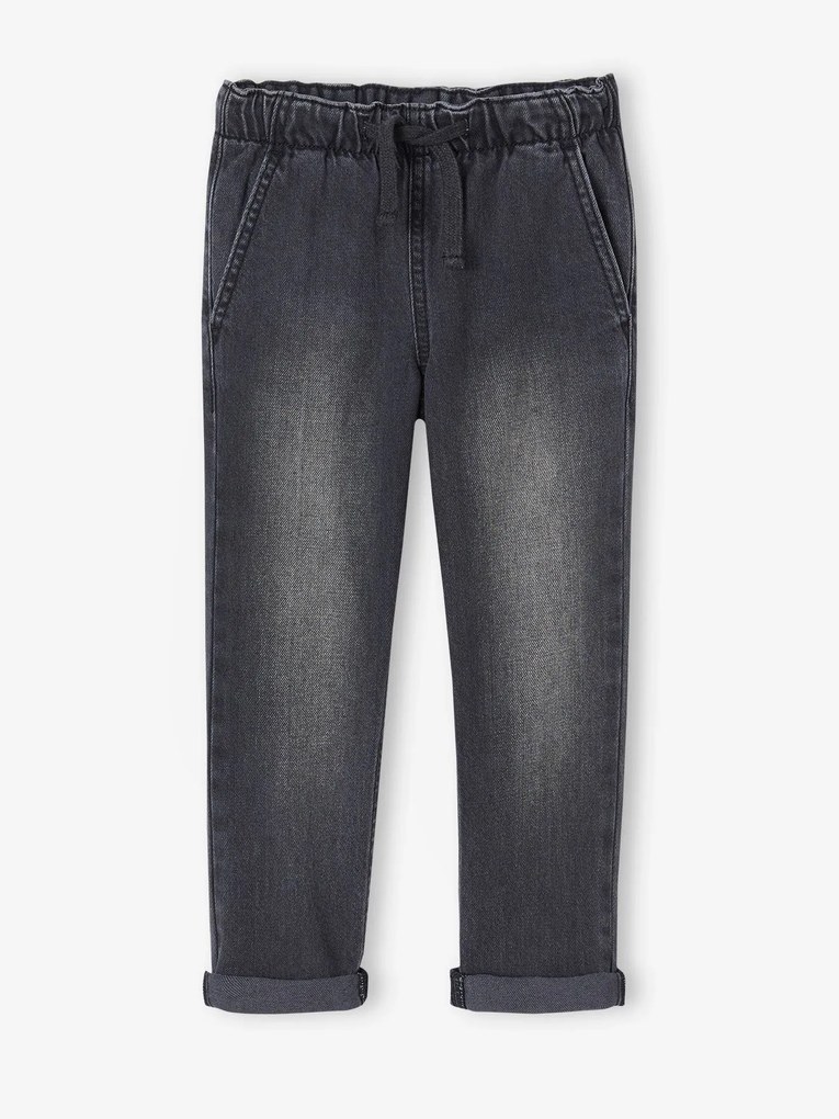 Jeans largos, fáceis de vestir, para menino ganga cinzenta