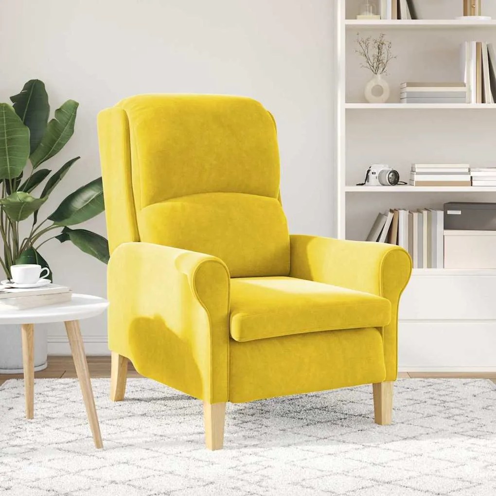 Poltrona Amarela Amarelo Têxtil, Madeira Padrão Poltrona Amarela