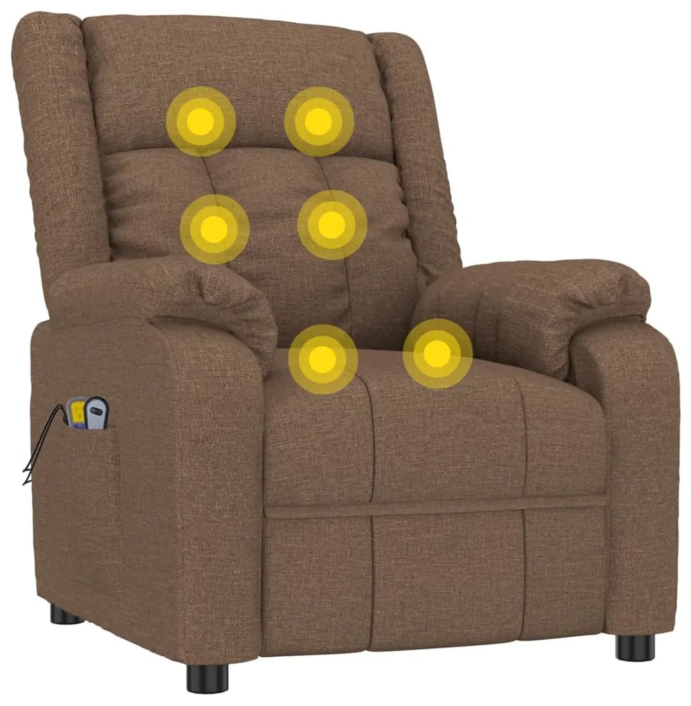 Poltrona de massagens elétrica reclinável tecido castanho