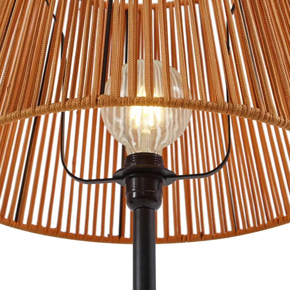 Candeeiro de pé para exterior preto com abajur de corda laranja IP44 - Virginia Jayla