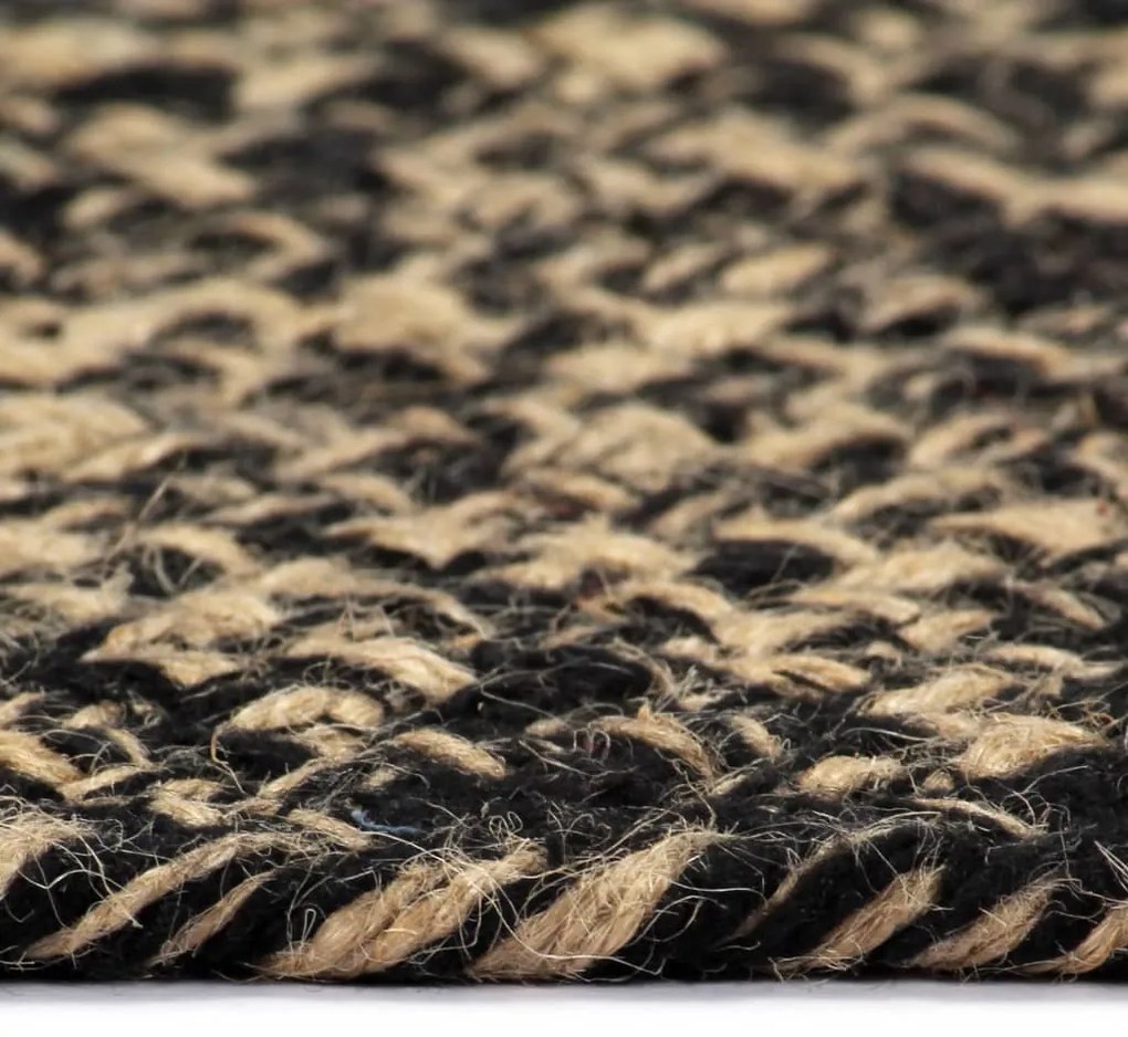 Tapete artesanal em juta preto e natural 120 cm