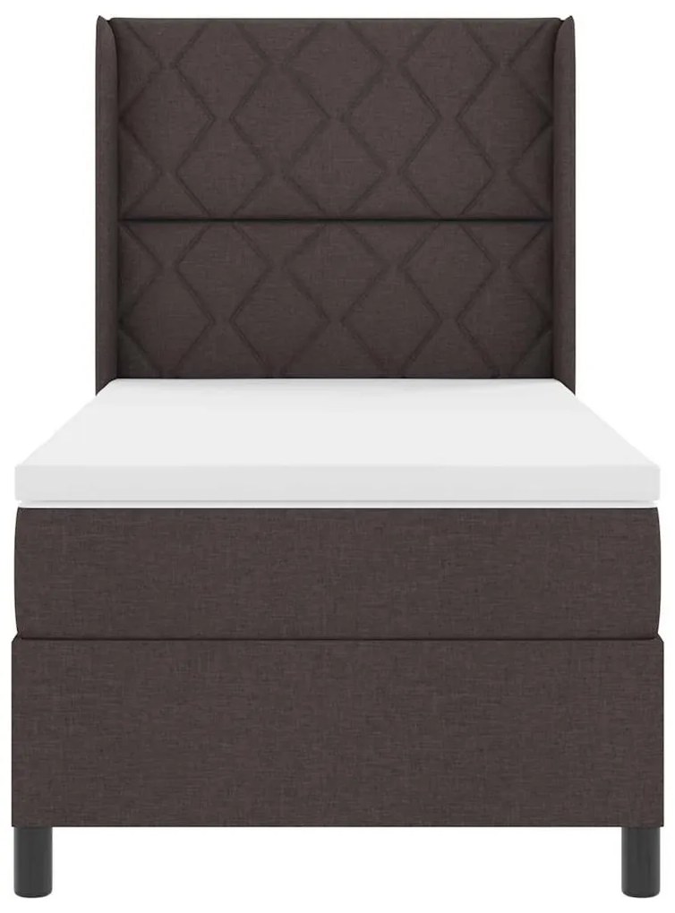 Cama Box com Colchão e LED Castanho 90x200 cm, Tecido