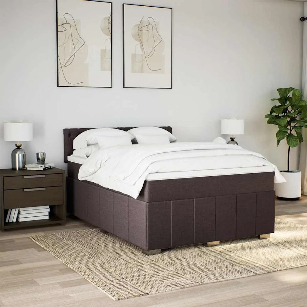 Cama com molas/colchão 140x190 cm tecido castanho-escuro