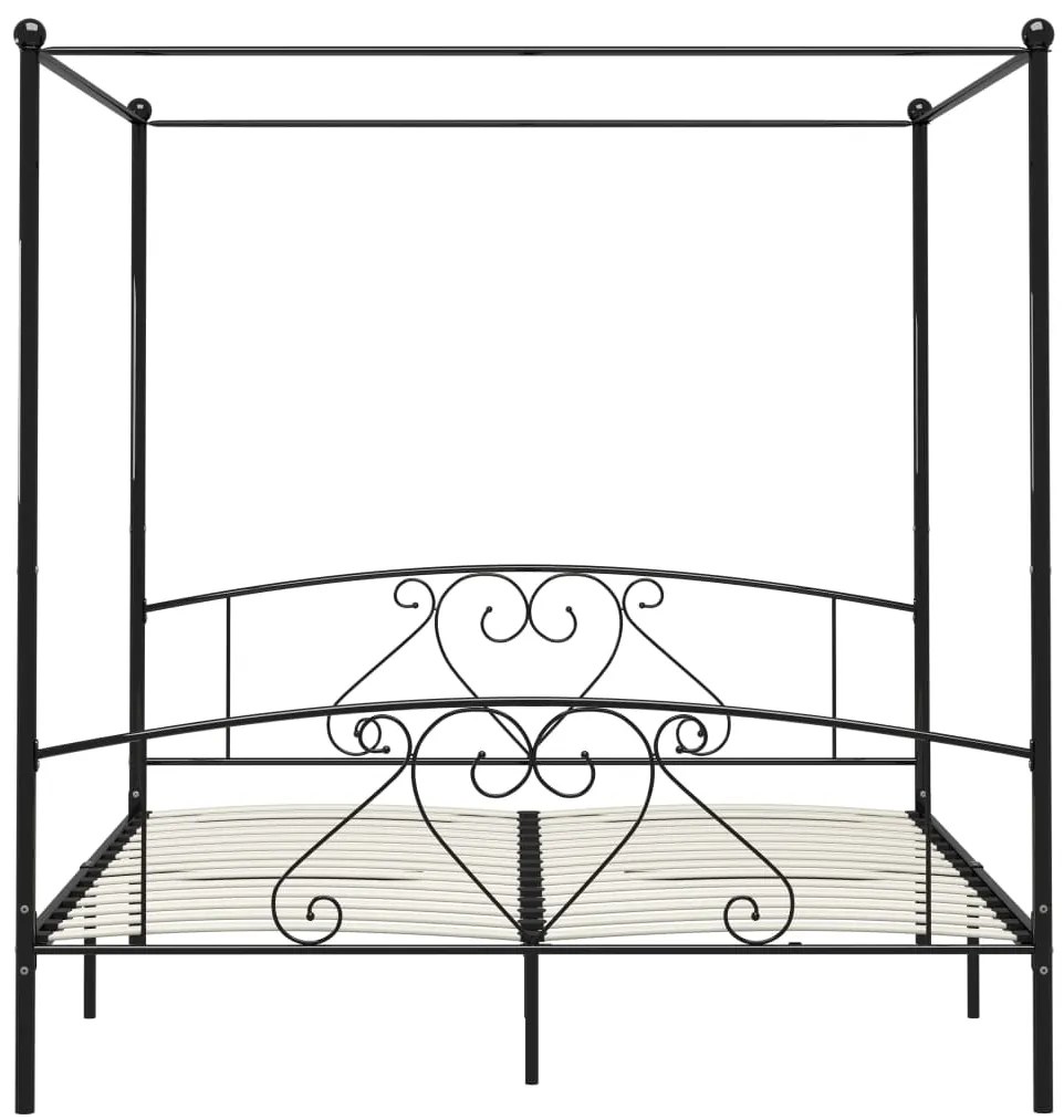 Estrutura de cama com dossel 200x200 cm metal preto