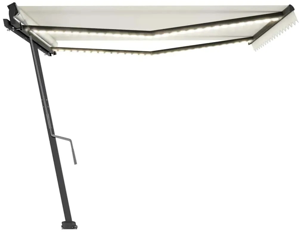 Toldo retrátil manual com LED 450x300 cm cor creme