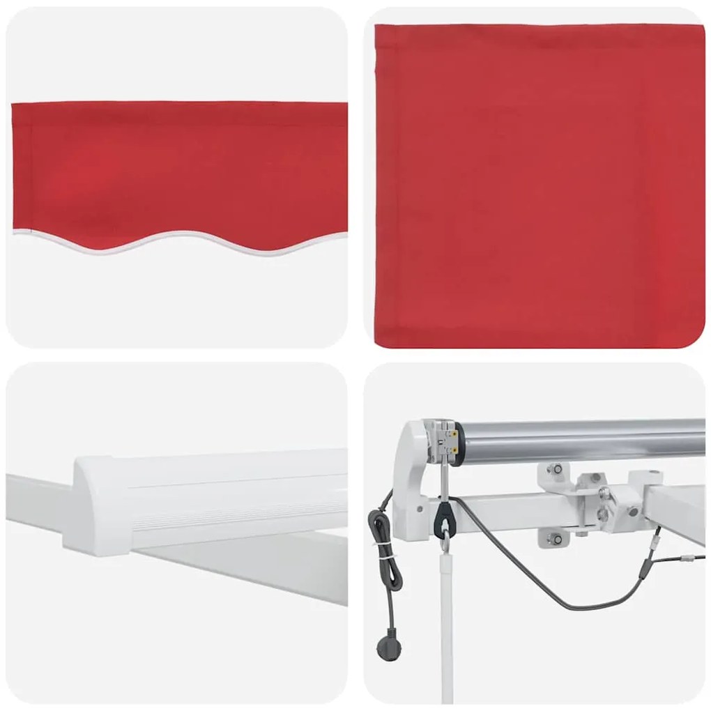 Toldo Retrátil Automático com LED Vermelho 600x300 cm