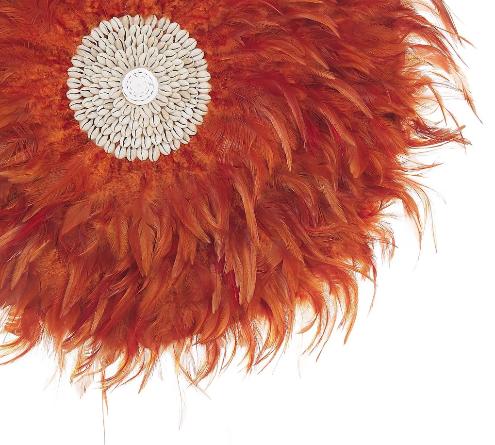 Decoração de parede penas com conchas Ø 60 cm laranja JUJU Beliani