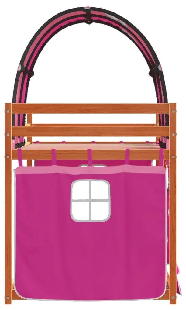 Beliche com cortinas 80x200 cm madeira de pinho maciça rosa