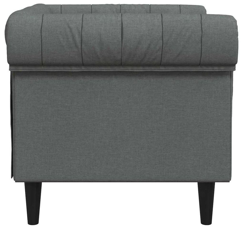 Sofá chesterfield tecido cinzento-escuro
