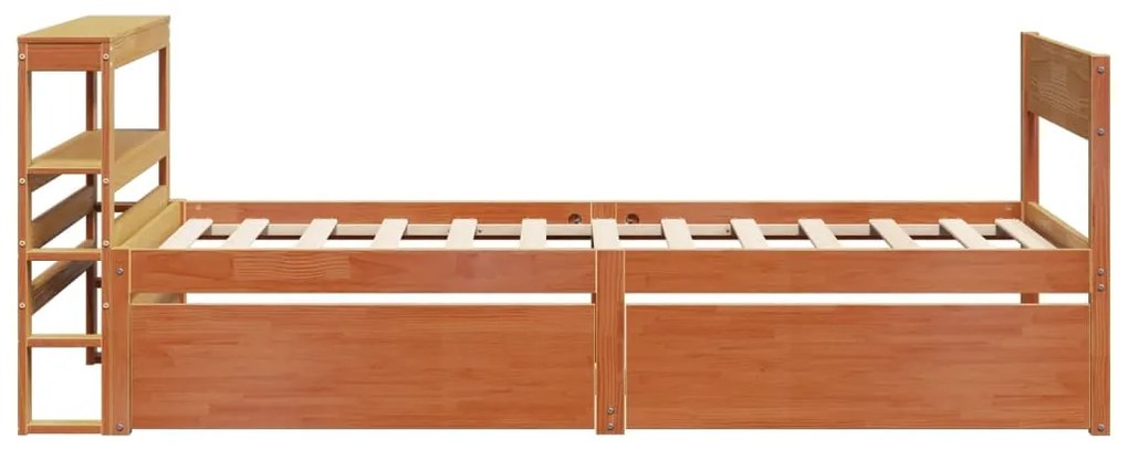 Cama sem colchão 75x190 cm madeira de pinho maciça castanho-mel