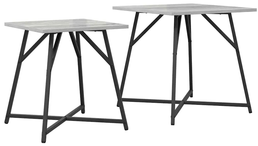 Conjunto de Mesas de Apoio 2 pcs Cinzento Sonoma em Madeira e Metal