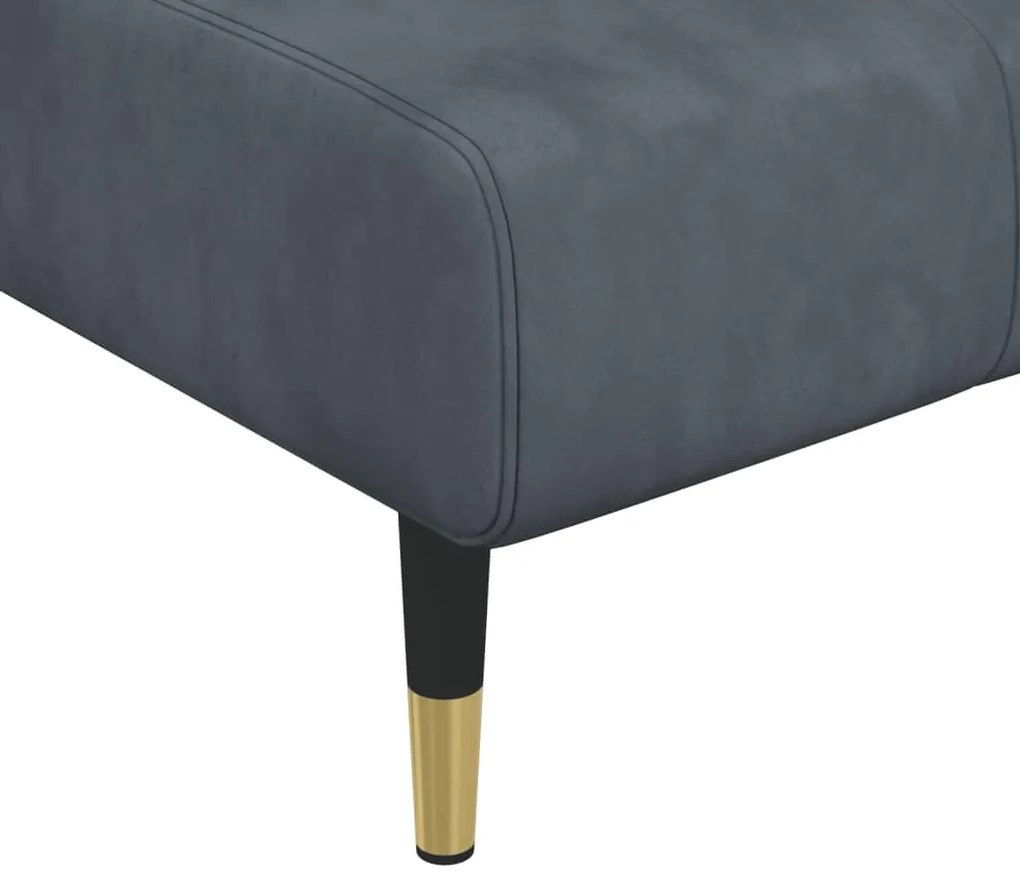 Sofá-cama em forma de L 275x140x70 cm veludo cinzento-escuro