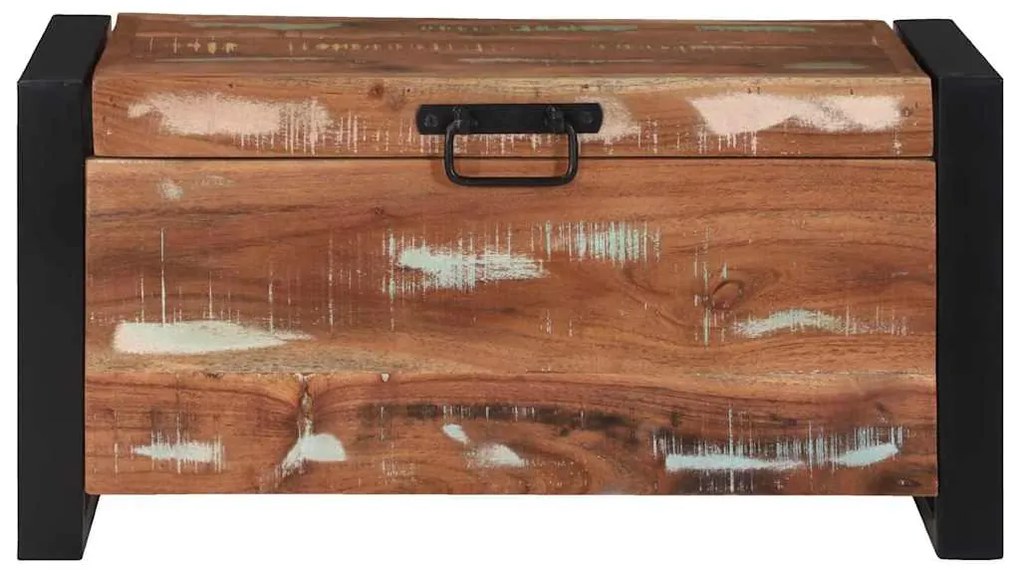 Baú de Armazenamento 60x30x30cm em Madeira Recuperada e Metal