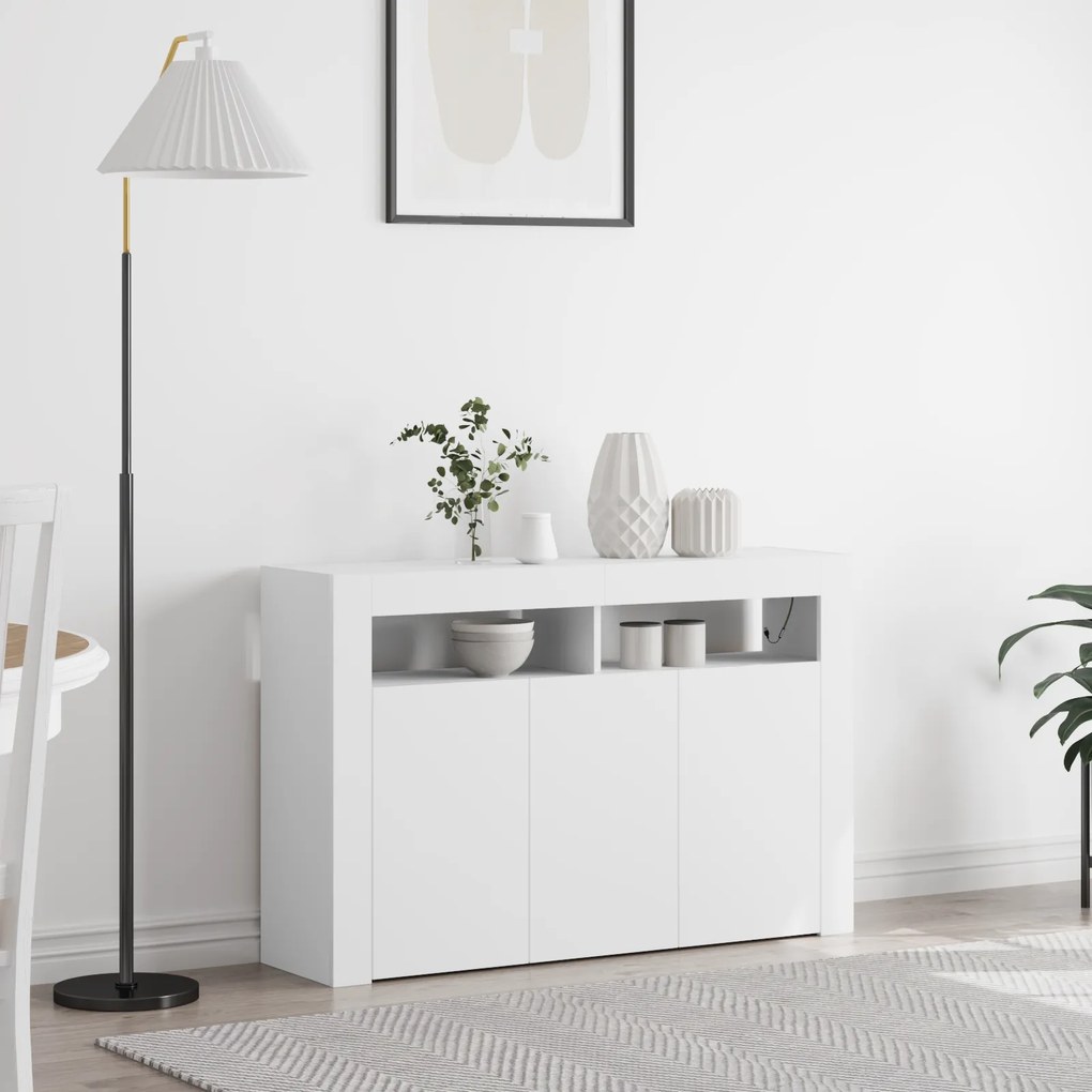 vidaXL Aparador Branco Branco Madeira de Engenharia 116 x 30 x 75 cm