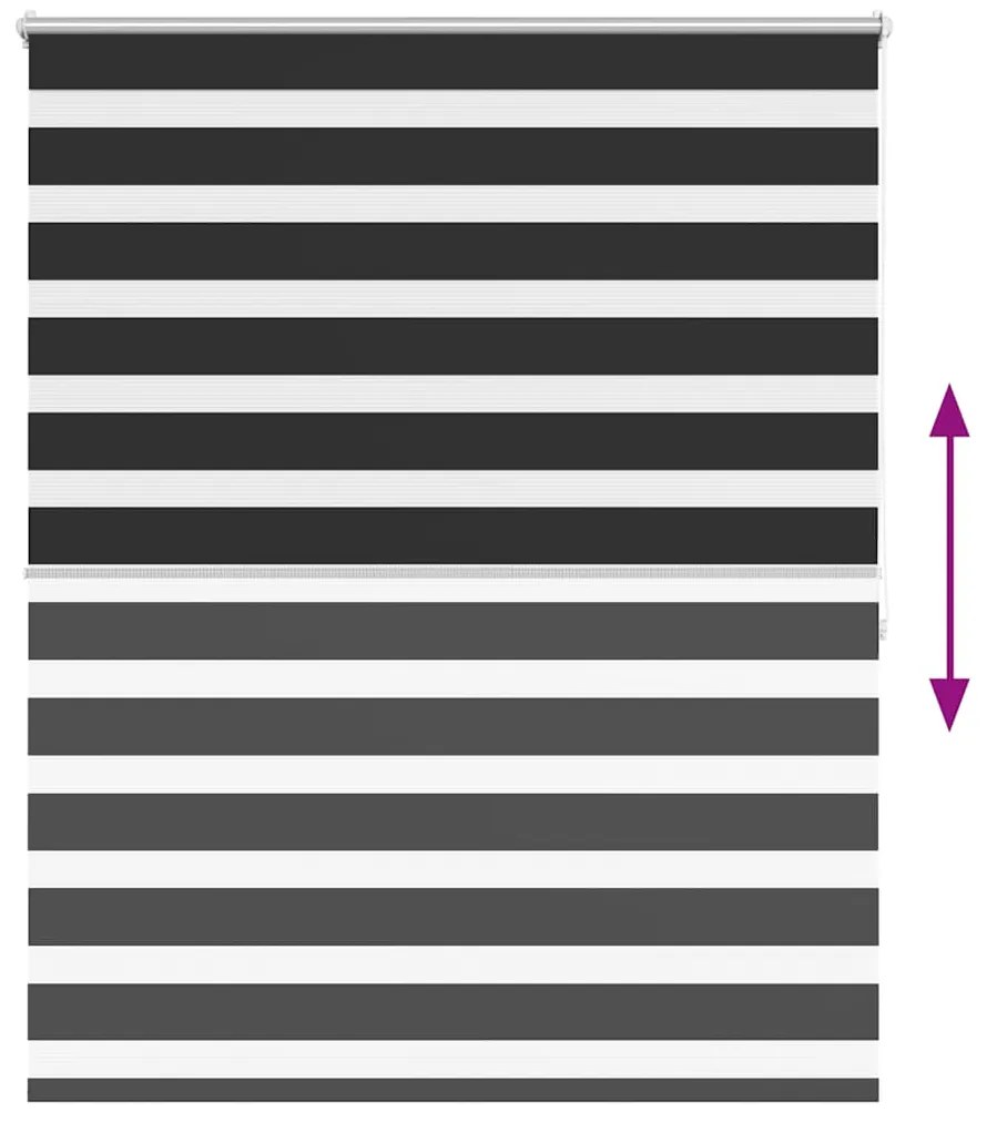 Estore de rolo 120 x 175 cm, linhas de zebra / Preto