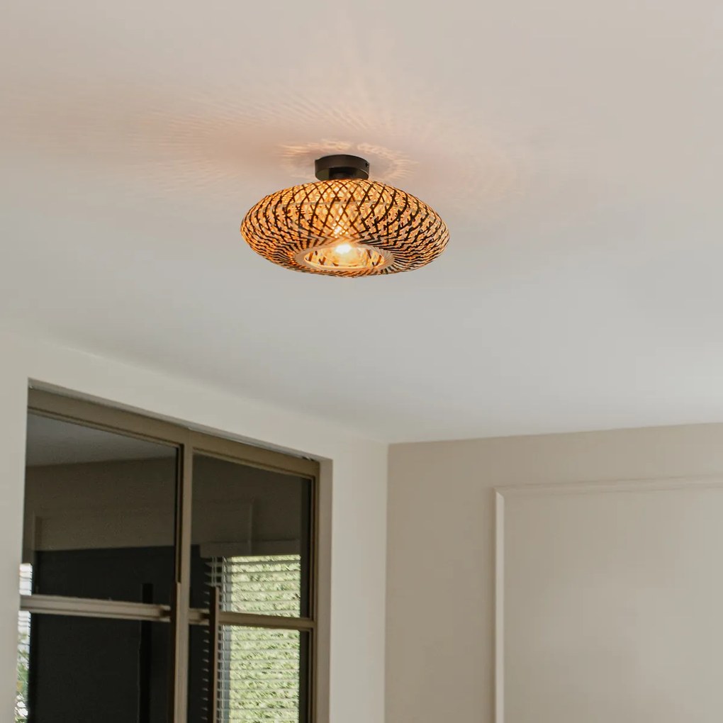 Plafon Inteligente Preto Bambu 40 cm incl. Wifi A60 - Ostrava