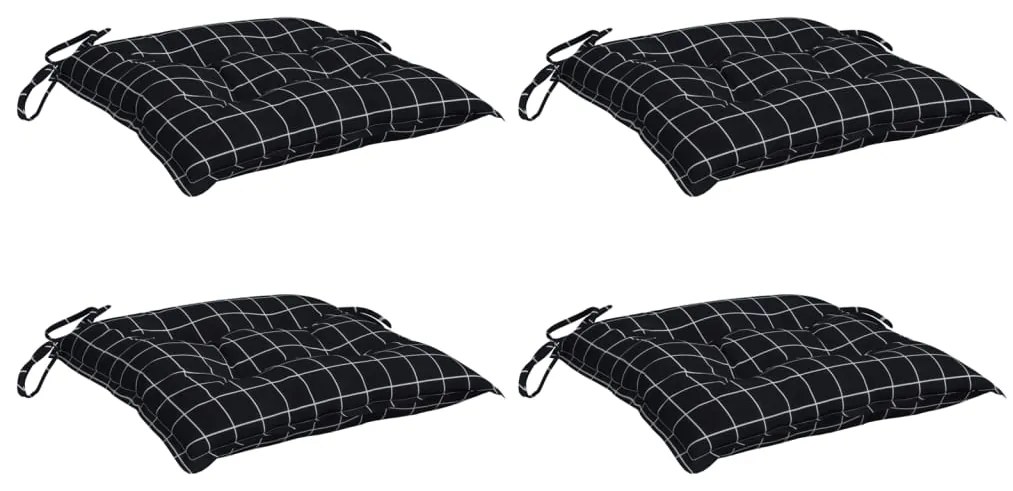 Almofadões p/ cadeira 4pcs 40x40x7cm tecido padrão xadrez preto