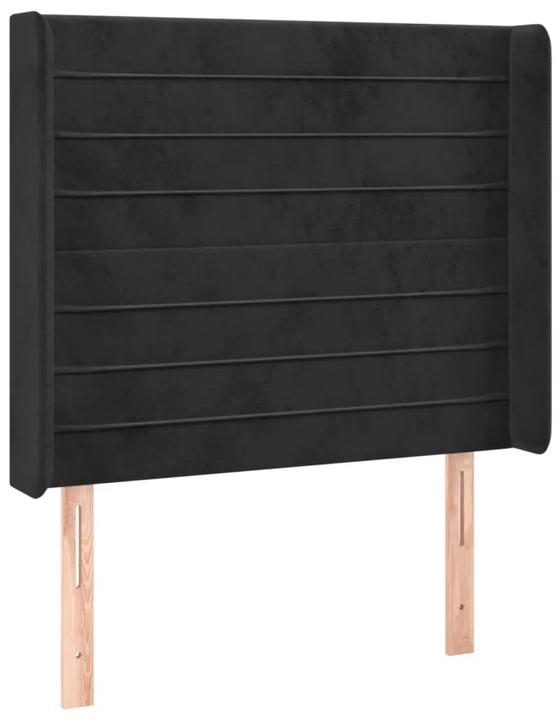 Cabeceira de cama c/ luzes LED veludo 93x16x118/128 cm preto