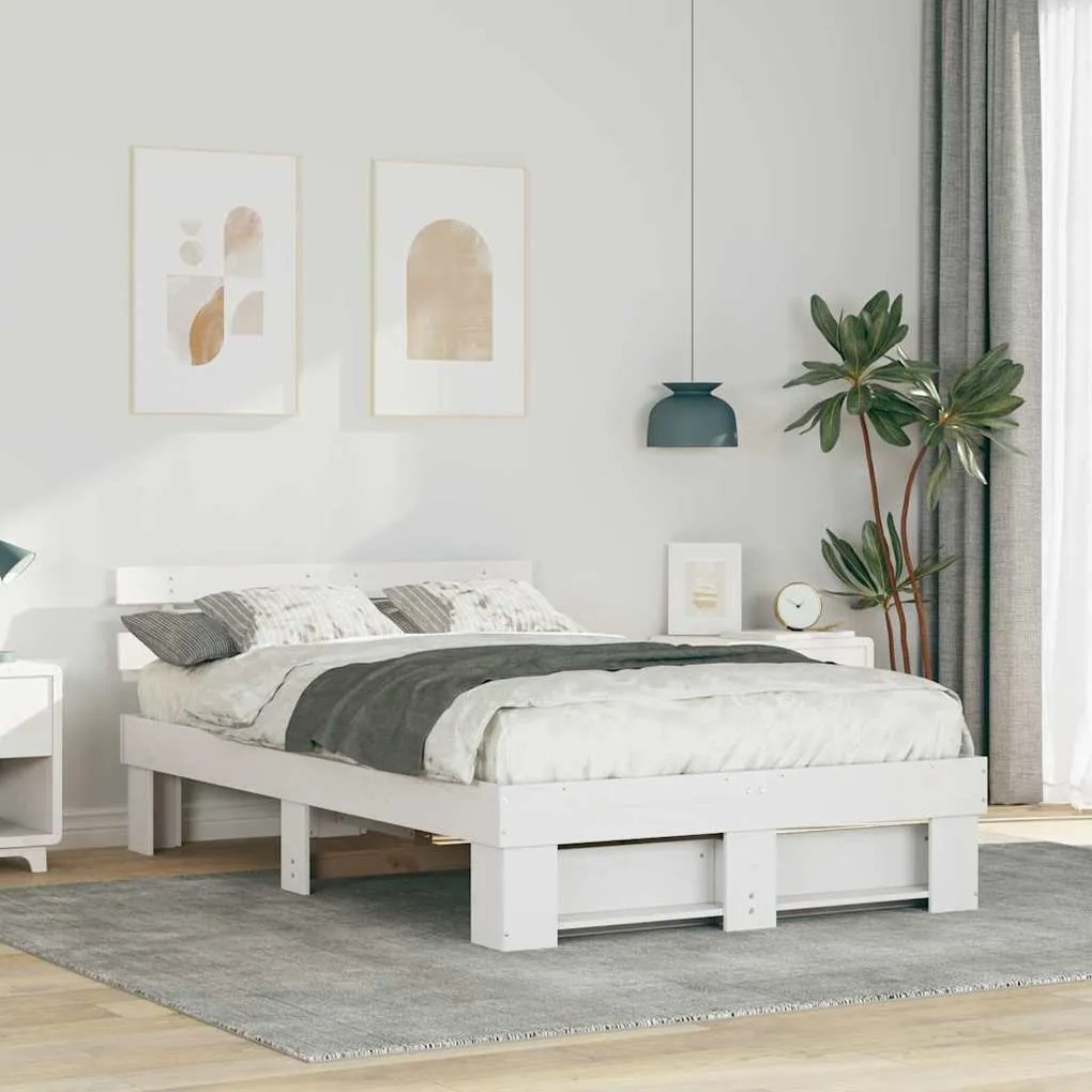 vidaXL Estrutura da Cama com cabeceira Branco 135 x 190 cm