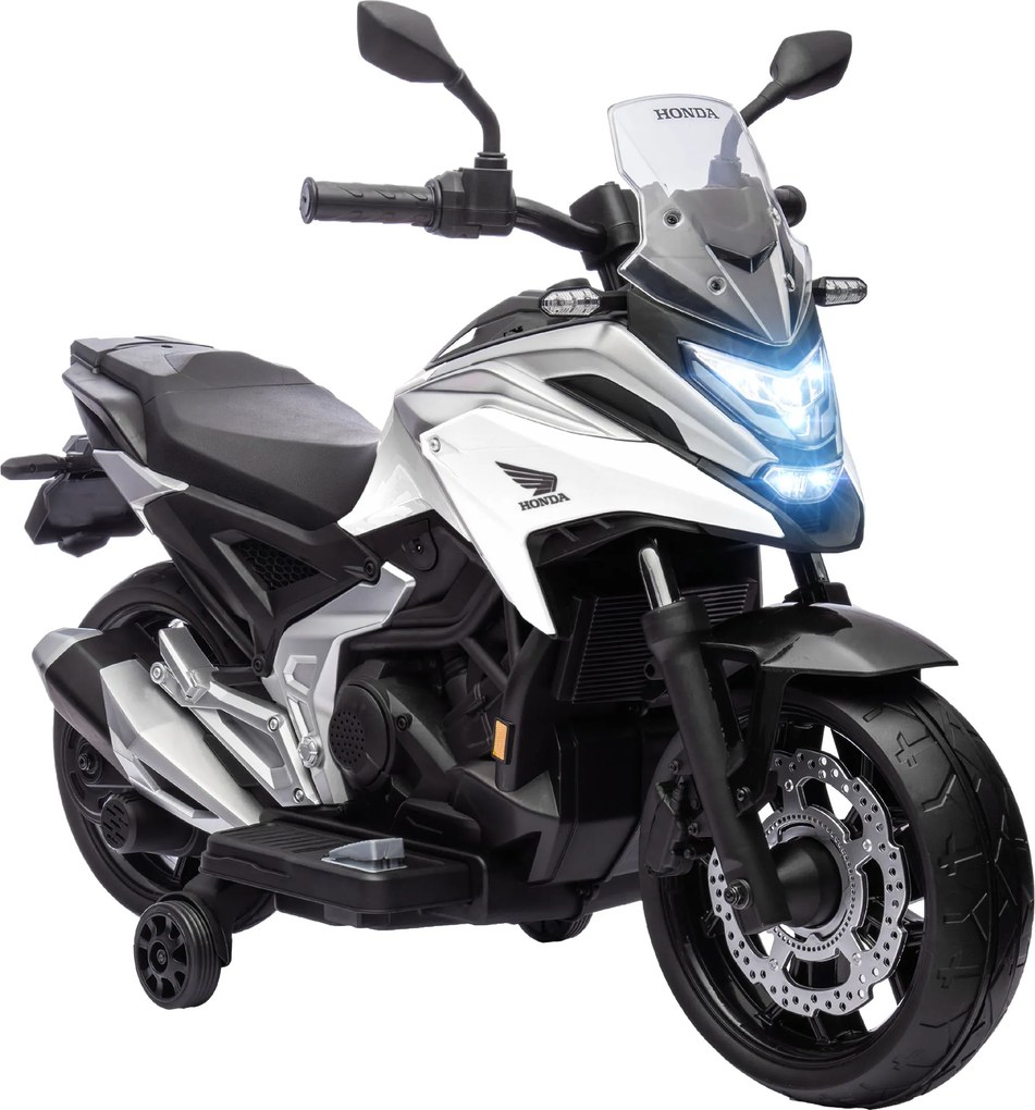 Moto elétrica infantil Honda (licenciada) AIYAPLAY — 3–6 anos, música, faróis, branco | Aosom Portugal