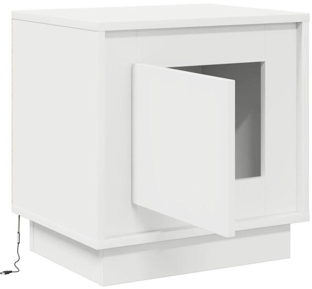 Mesa de cabeceira com luzes LED Branca 44x34,5x45 cm