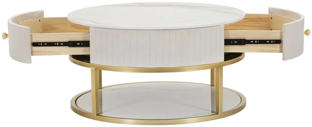 MESA DE CENTRO MONTPELLIER Ø 75X36 CM CREME, DOURADO, BRANCO