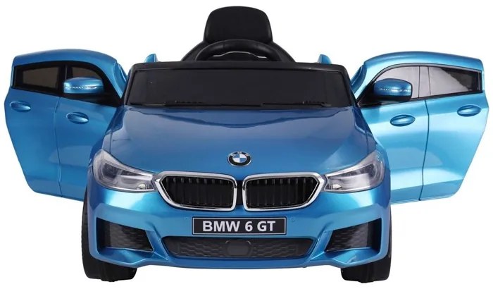 Carro Elétrico infantil BMW 6 GT 12v, módulo de música, banco em pele, pneus de borracha EVA Azul