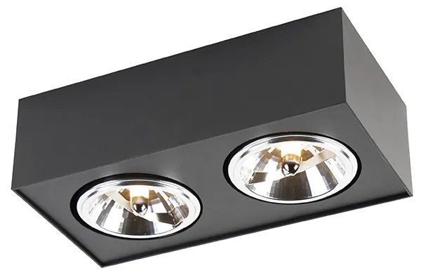 Foco quadrado preto 2 luzes - Kaya Moderno