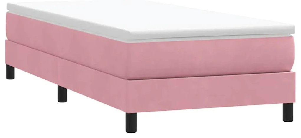 Box Cama de primavera sem Colchão Rosa 100x210 cm Veludo