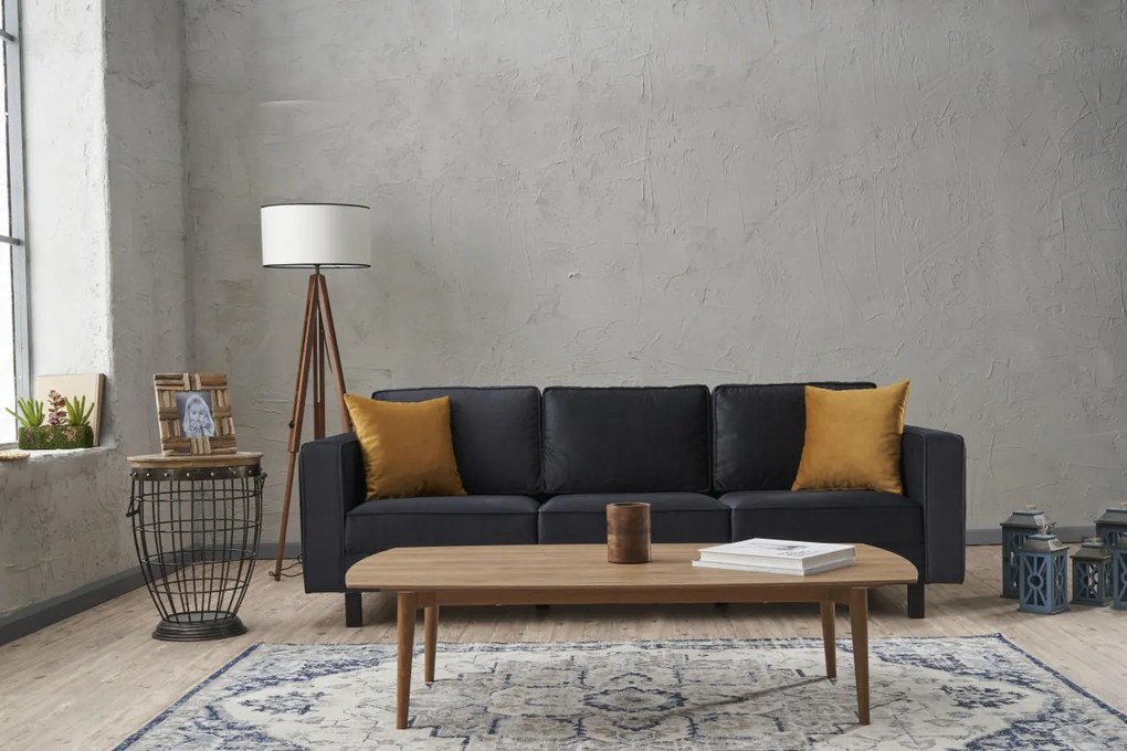 Sofá de 3 Lugares Kale – Antracite – 222x83x91 cm