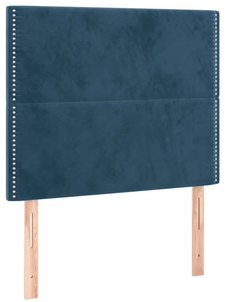 Estrutura de cama sem colchão 80x200 cm veludo azul-escuro