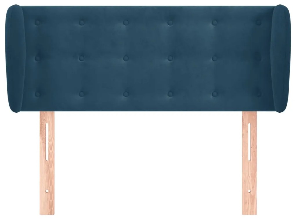 Cabeceira de cama c/ abas veludo 83x23x78/88cm azul-escuro