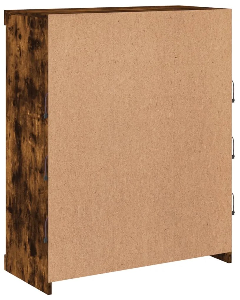 Aparador com luzes LED 81x37x100 cm carvalho fumado