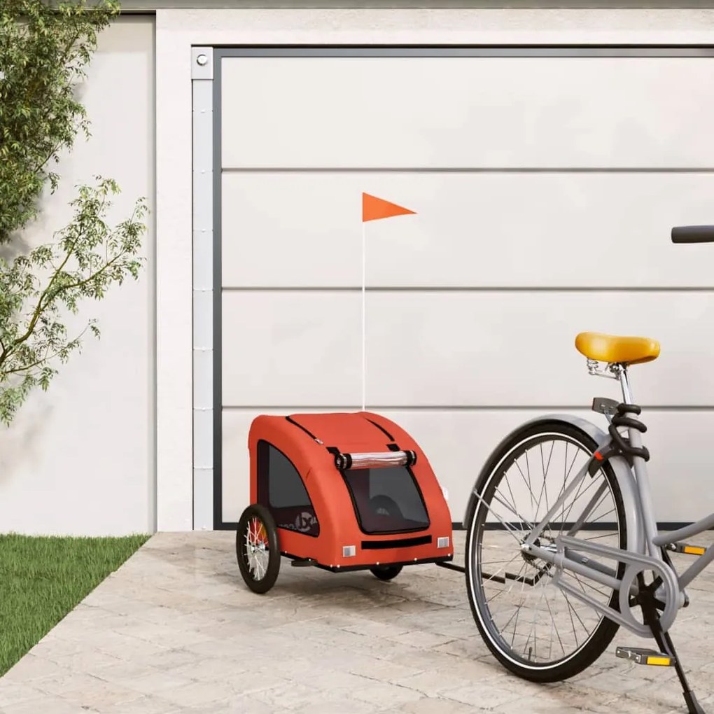 vidaXL Reboque bicicleta p/ animais tecido oxford/ferro laranja
