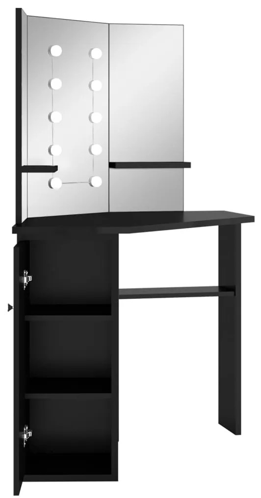 Toucador de canto com LED 111x54x141,5 cm preto