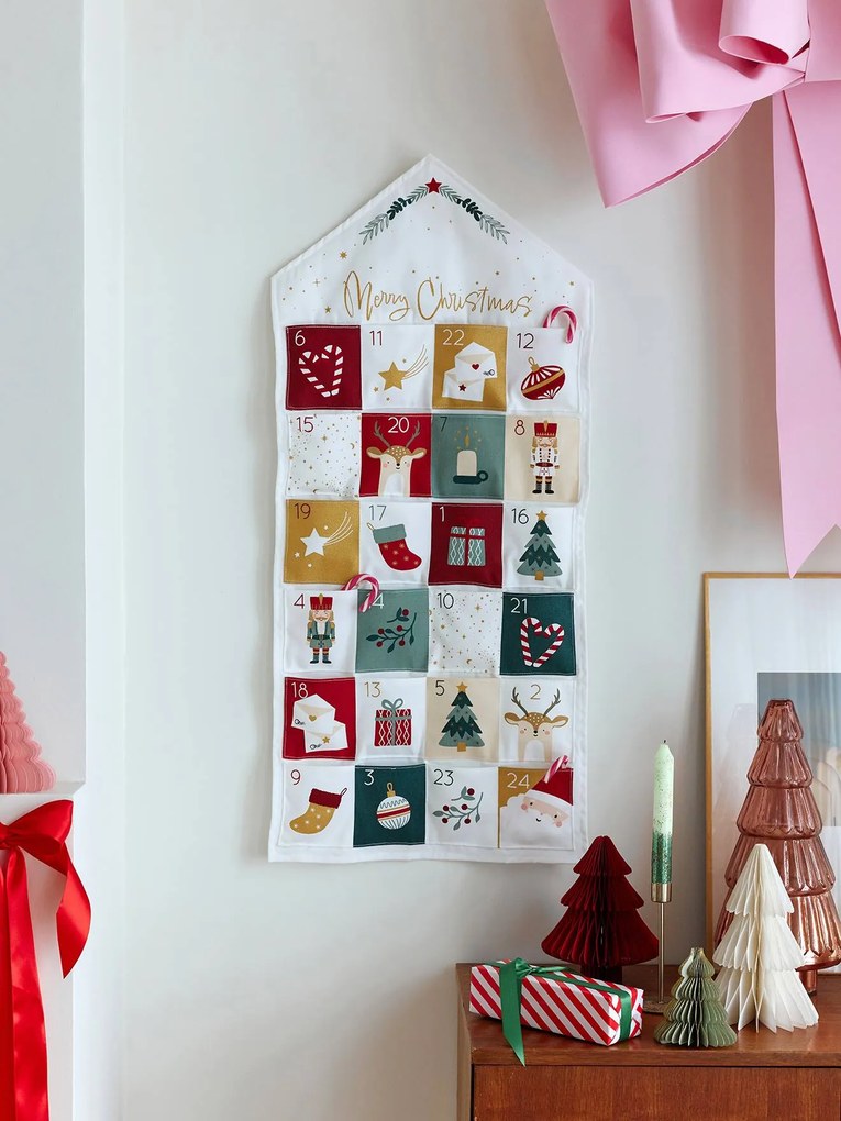 Calendário do Advento, Merry Christmas branco estampado