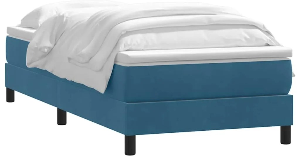 Cama com molas/colchão 90x220 cm veludo azul-escuro