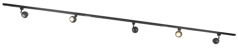 LED Sistema de calhas inteligente preto monofásico com 5 GU10 WiFi - Gissi Moderno