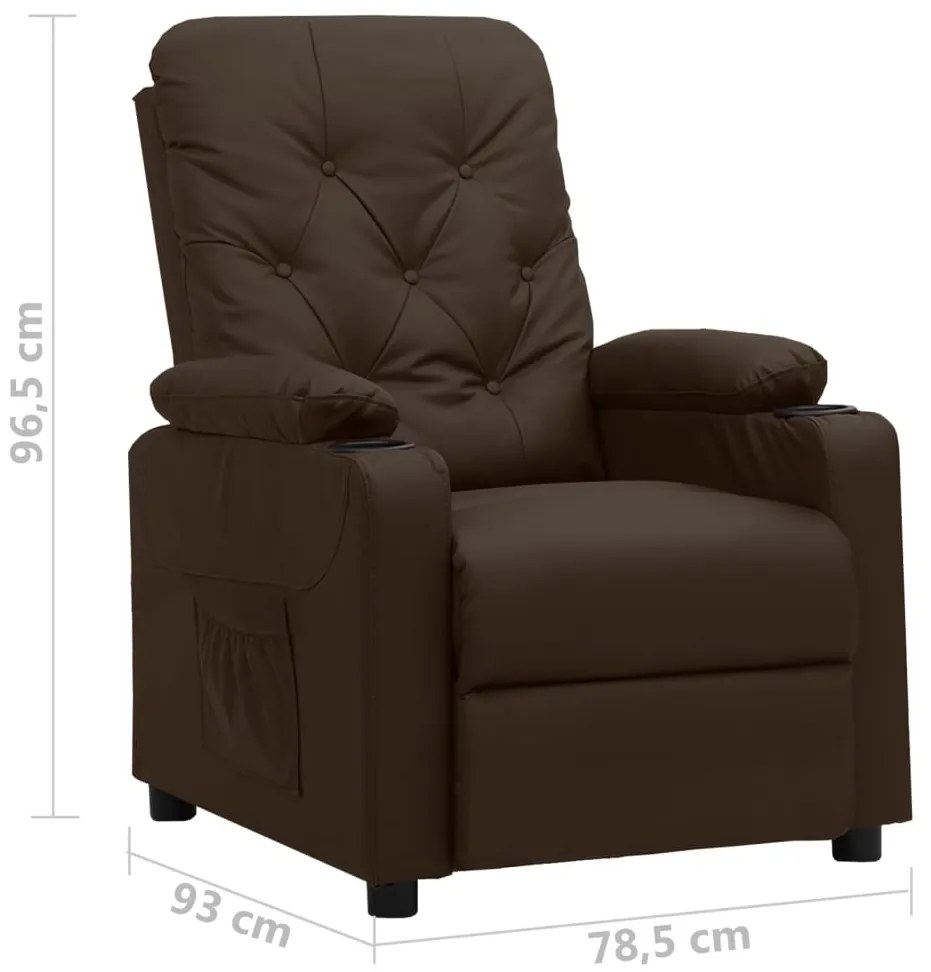 Poltrona reclinável couro artificial castanho