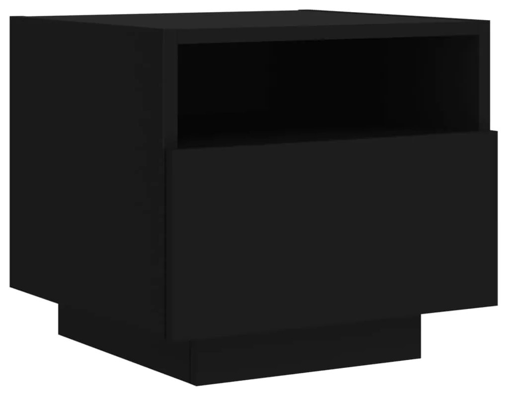 Mesas de cabeceira c/ luzes LED 2 pcs 40x39x37 cm preto